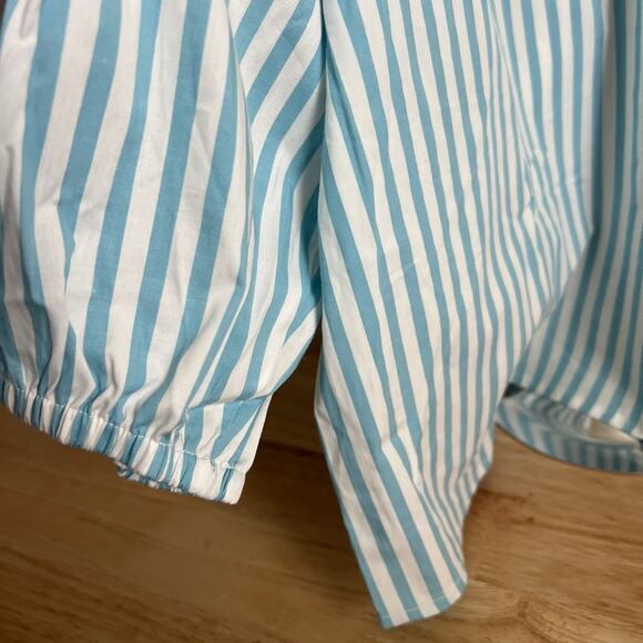A New Day Women's Blue Striped Puff Sleeve Blouse - Size XXL - NWT - Picture 9 of 9